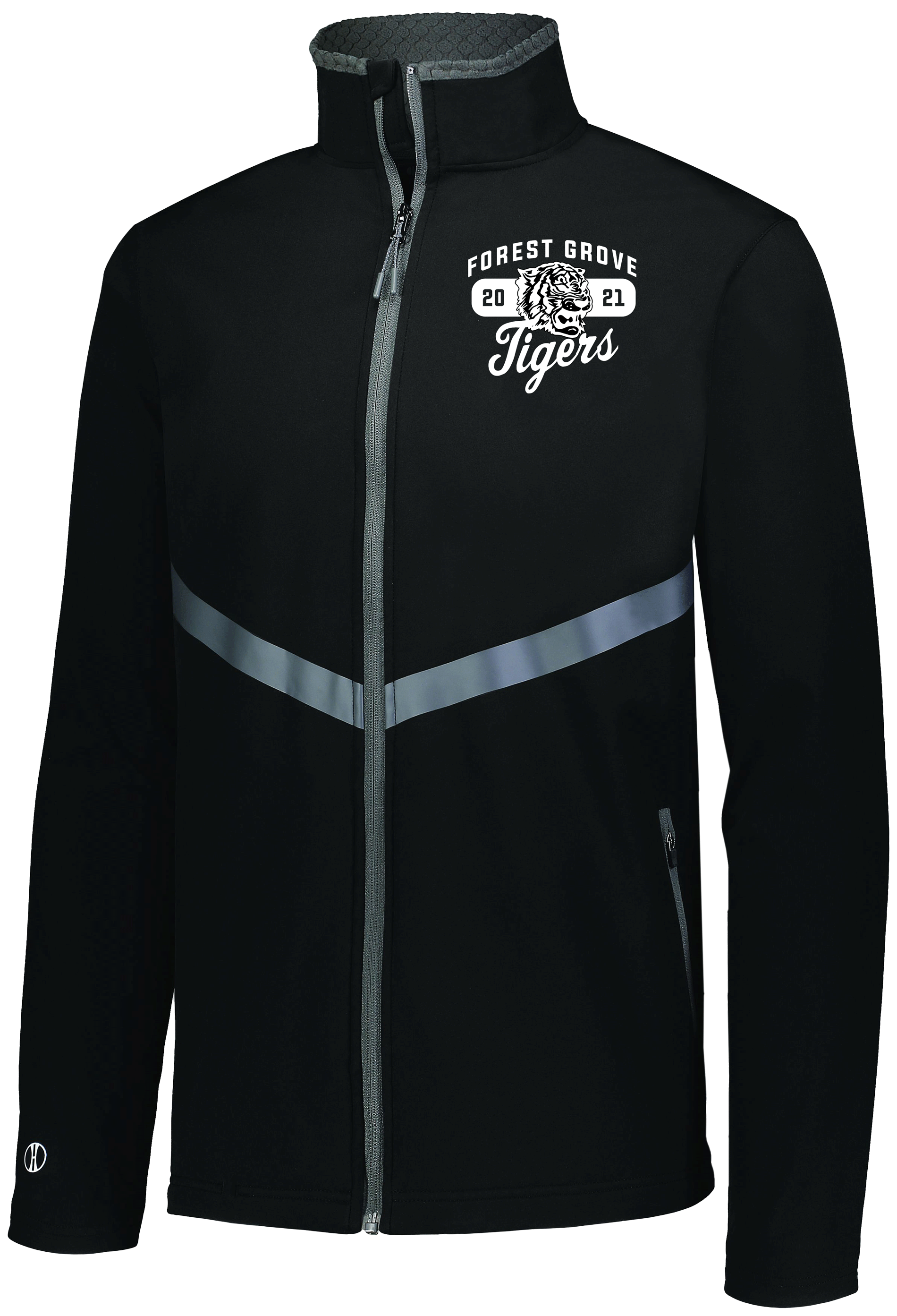 Black zip up jacket featuring Columbus OH custom embroidery