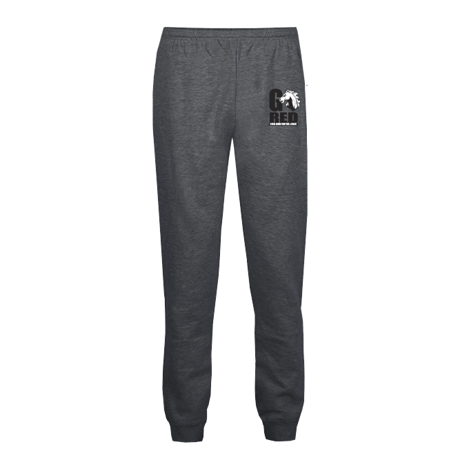 CUSTOM BADGER football SWEATPANTS AND JOGGERS- 121500 charcoal go red