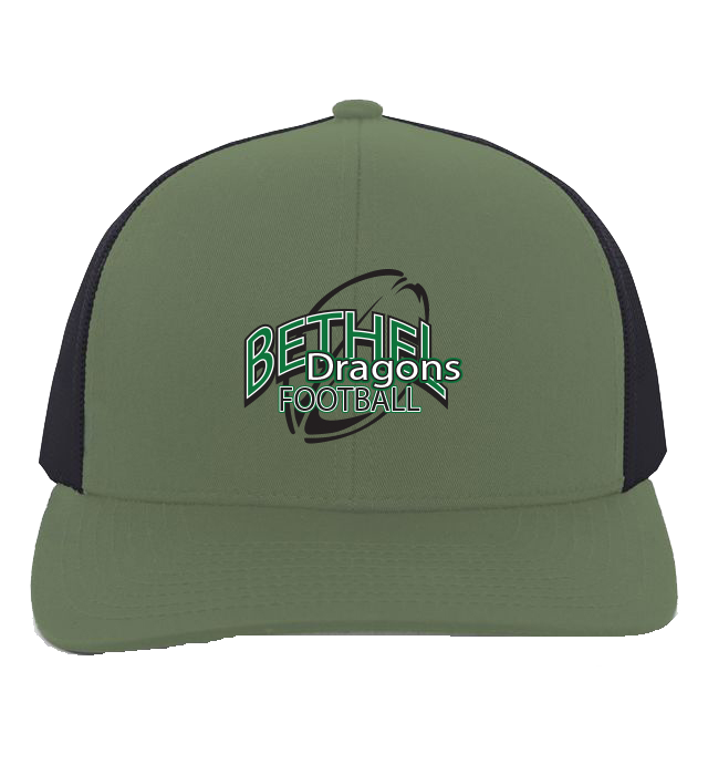 CUSTOM PACIFIC Football HEADWEAR HAT - 104C Moss Green Bethel Dragons Football