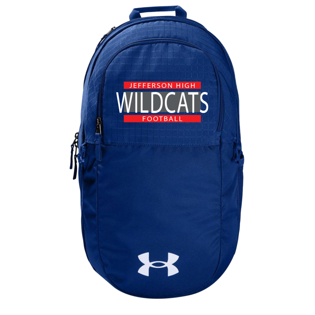 CUSTOM UNDER ARMOUR football BACKPACK - 1350097 royal jefferson high wildcats football