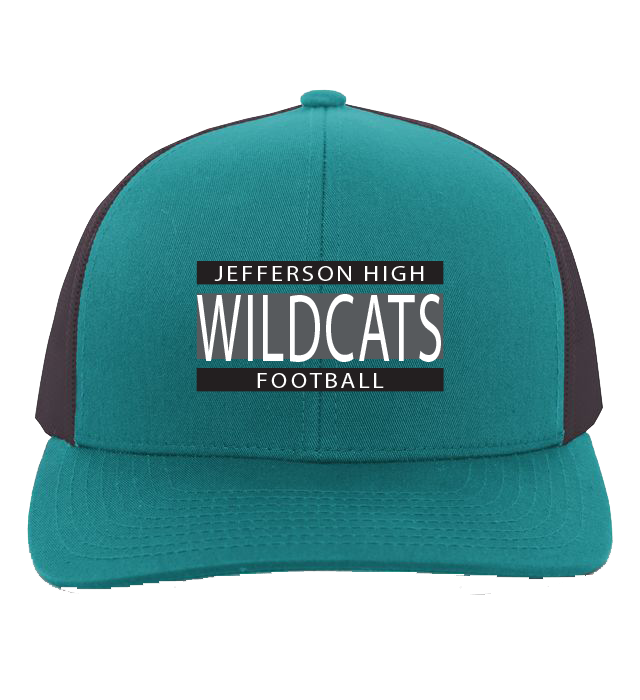 CUSTOM PACIFIC Football HEADWEAR HAT - 104C Teal Jefferson High Wildcats Football